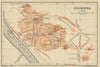 COIMBRA antique town city plano de la cidade. Portugal mapa. BAEDEKER 1908
