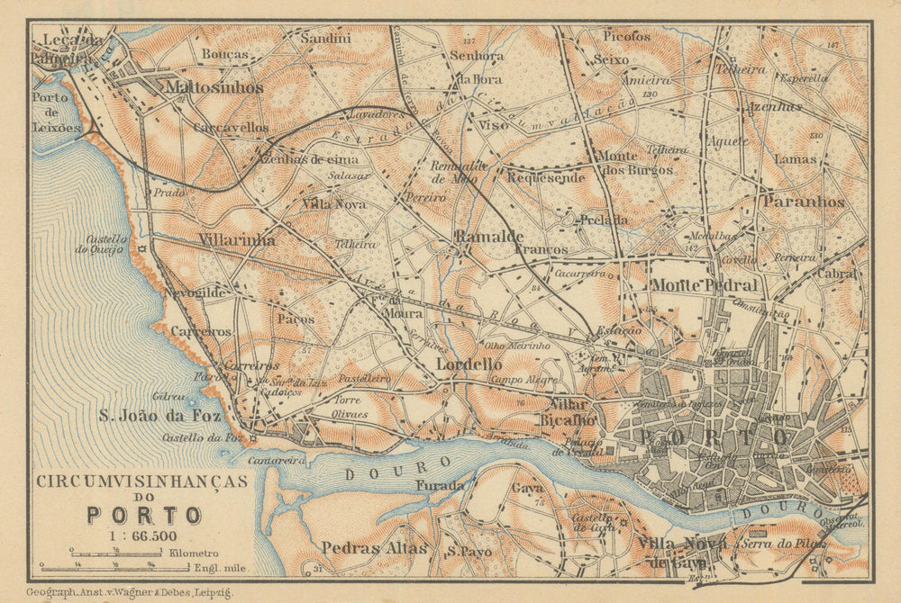 PORTO/OPORTO CIRCUMVISINHANÇAS environs Rio Douro Matosinhos. Portugal 1908 map