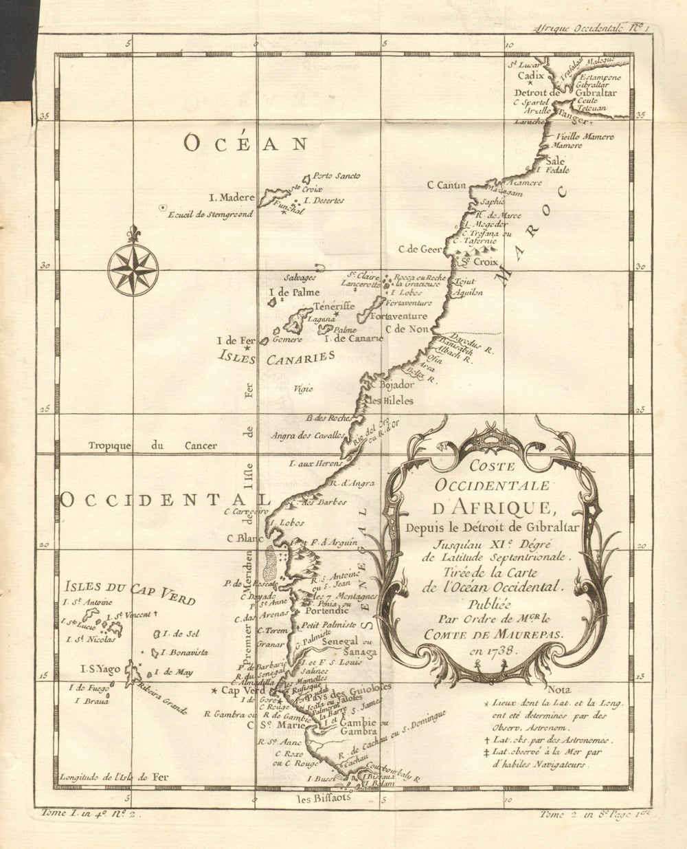 'Coste Occidentale d'Afrique…' West Africa & Canary Islands. BELLIN 1758 map