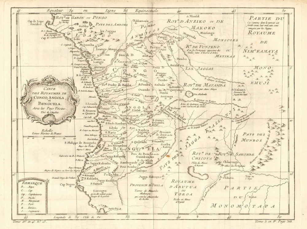'Royaumes de Congo, Angola et Benguela'. Congo Angola Gabon. BELLIN 1758 map