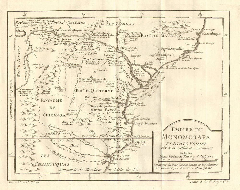 'Empire du Monomotapa'. Mutapa. Mozambique Zimbabwe. BELLIN 1758 old map