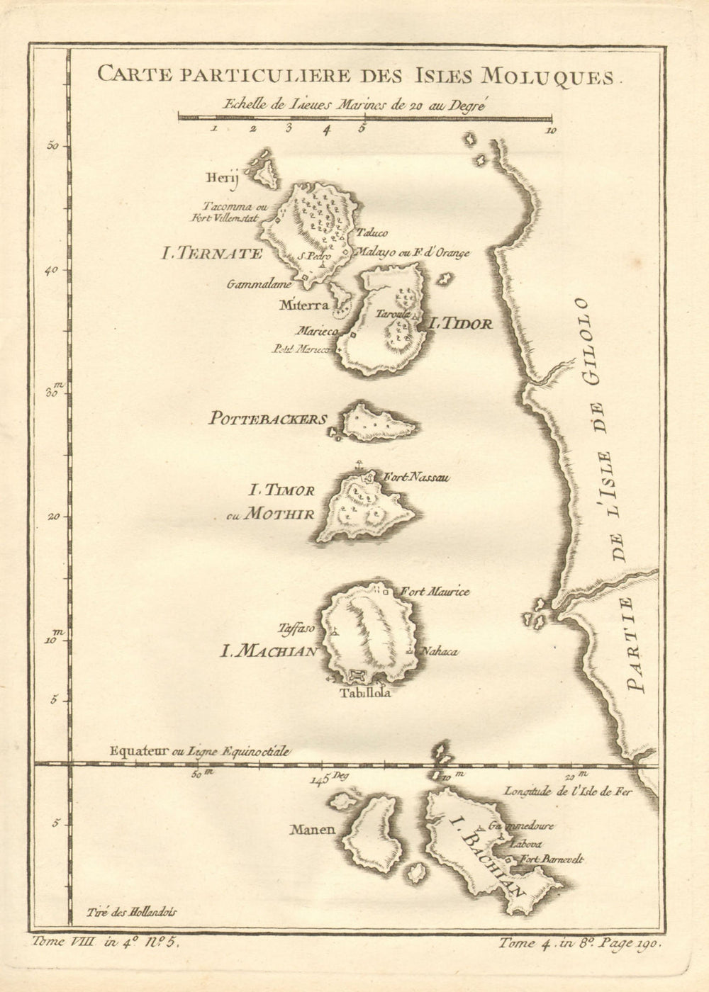 'Isles Moluques'. Moluccas Maluku Spice Islands East Indies. BELLIN 1758 map
