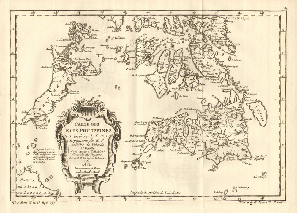 'Isles Philippines 2e feuille'. Visayas Mindanao Palawan. BELLIN 1758 old map