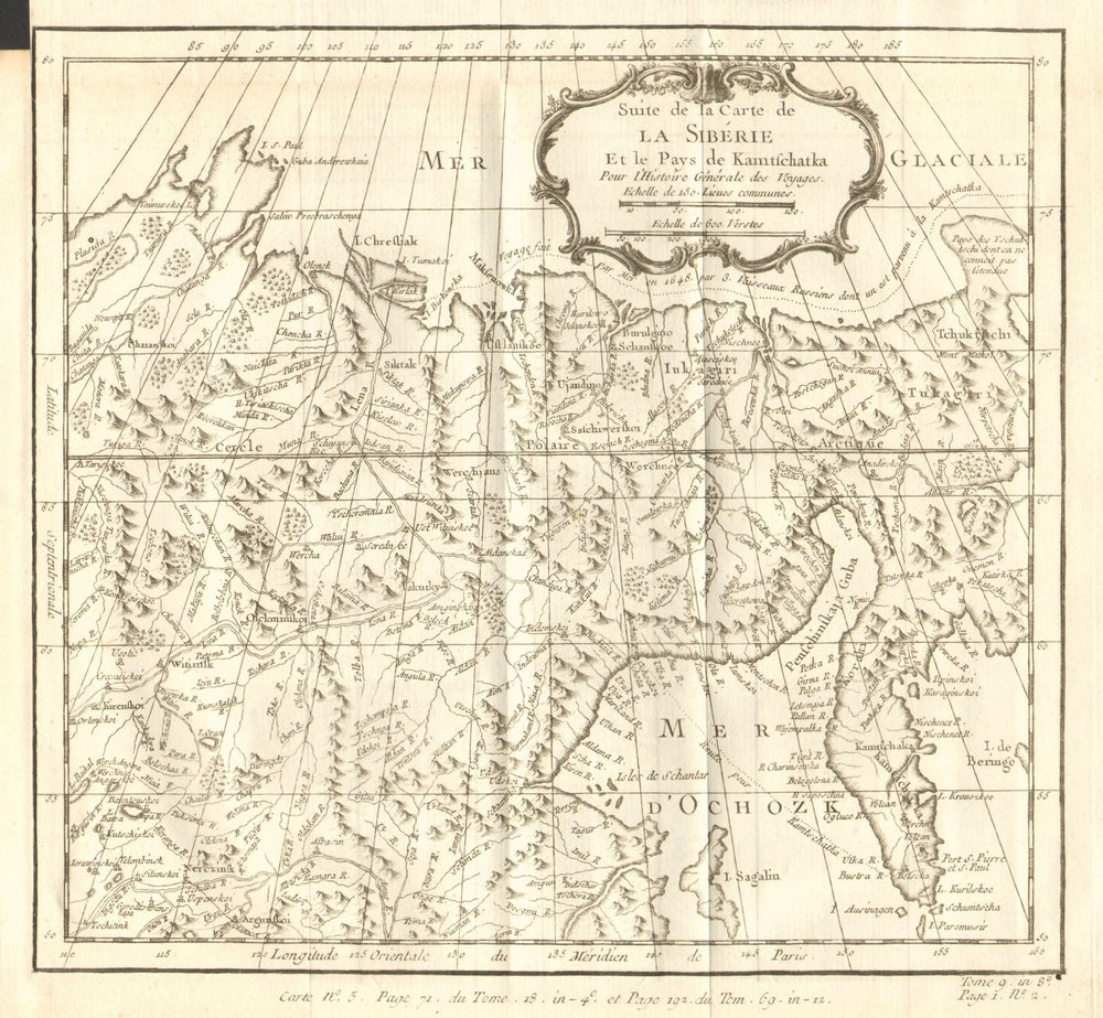 'Suite de la Sibérie & Kamtschatka'. Siberia Russian Far East. BELLIN 1758 map
