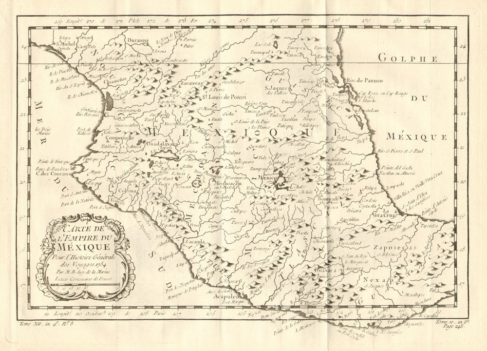 'Carte de l'Empire du Mexique'. Central Mexico. BELLIN 1758 old antique map