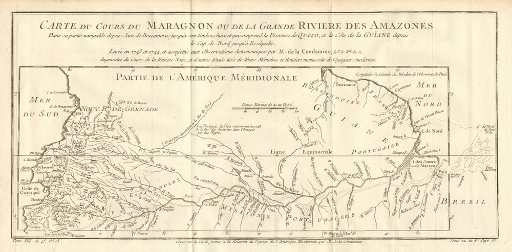 'Cours du Maragnon ou de la Grande Riviere des Amazones' river. BELLIN 1758 map