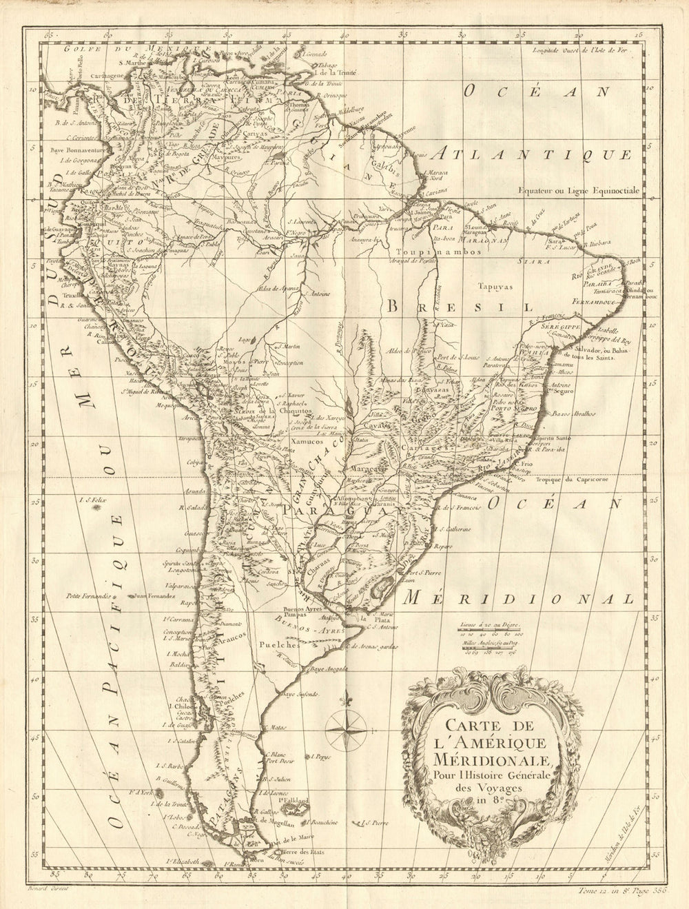 'Amerique Meridionale'. South America. Spanish New World Empire. BELLIN 1758 map
