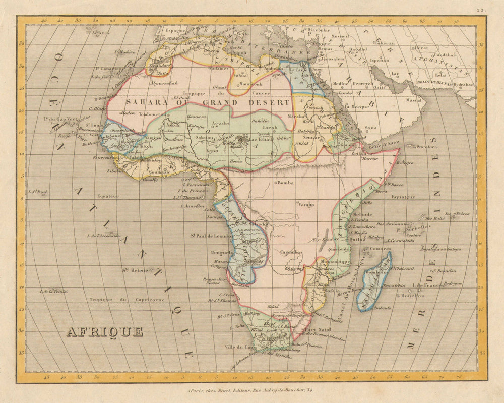 'Afrique ' by Monin & Fremin. Africa Soudan Guinea Zanzibar Sofala c1836 map