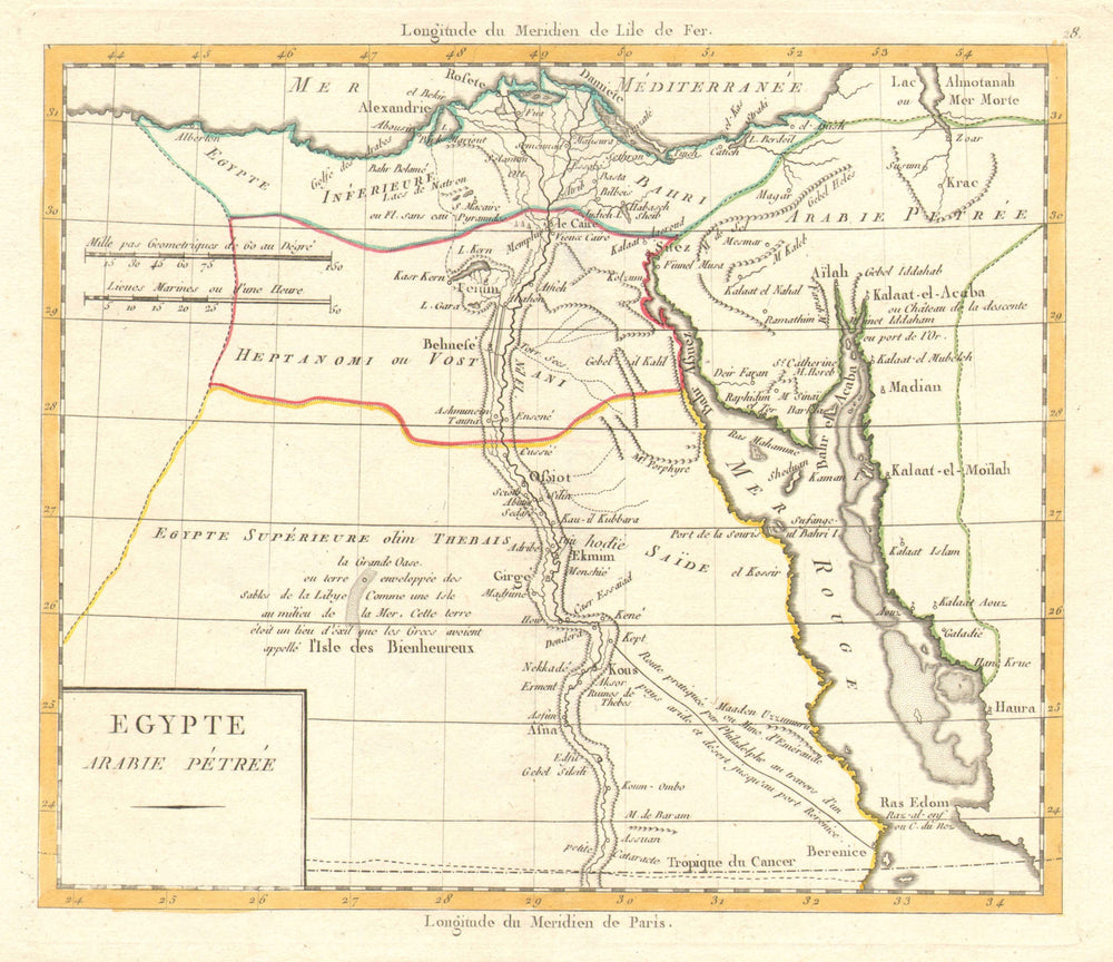 'Egypte Arabie Pétrée' by Lamarche. Cairo Red Sea Arabia Petraea c1795 old map