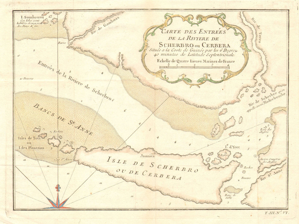 'Riviere de Scherbro ou Cerbera'. Sherbro Island, Sierra Leone. BELLIN c1760 map