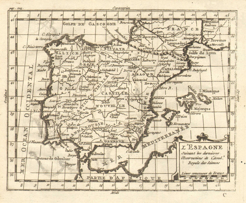 'L'Espagne Suivant les dernieres Observations…'. BUFFIER. Iberia Spain 1767 map