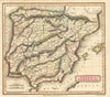 'Spain & Portugal' by Milton/Kinnersley. Iberia 1816 old antique map chart