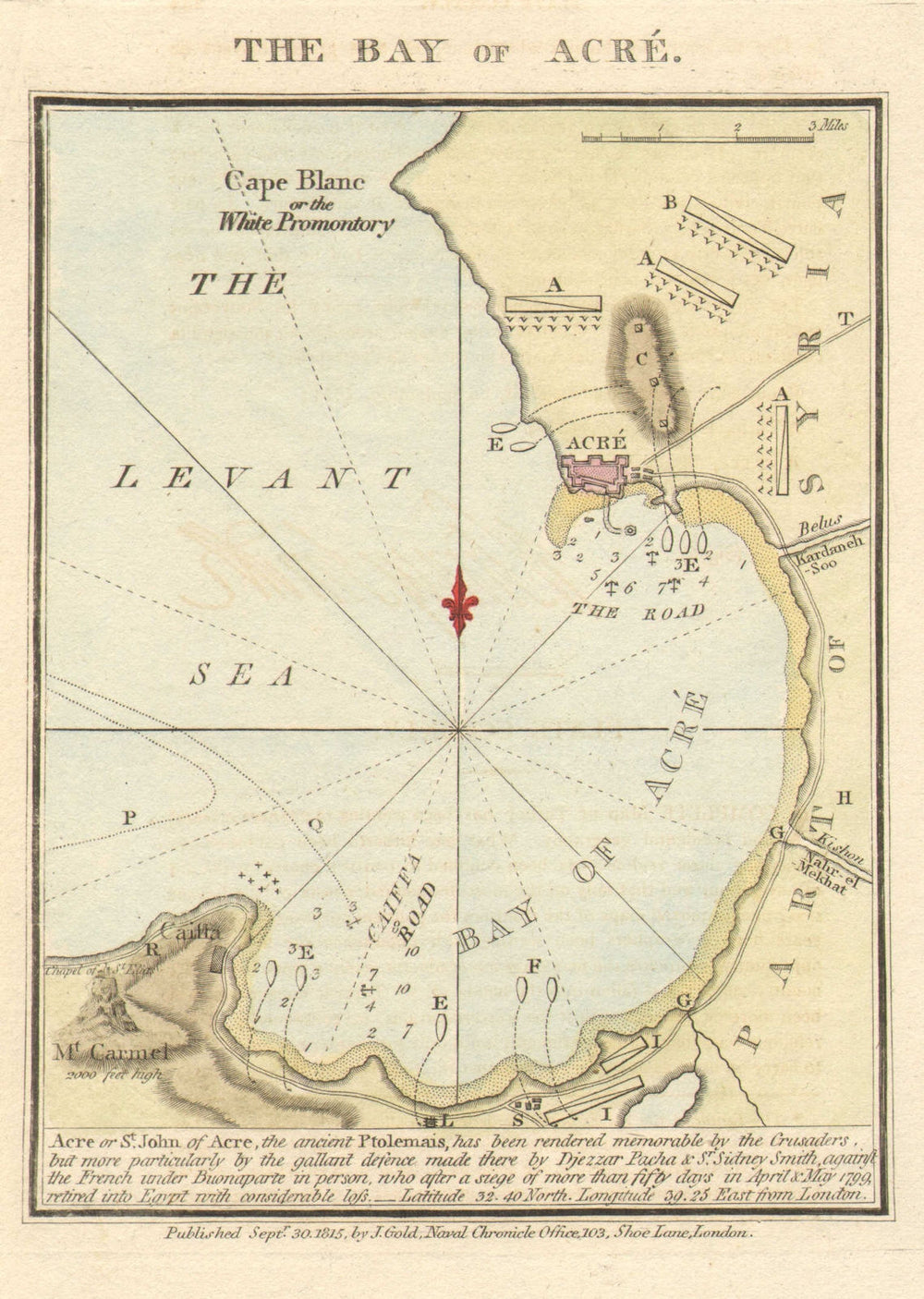 'The Bay of Acre' by Joyce Gold. Israel Akko Palestine Haifa 1815 map