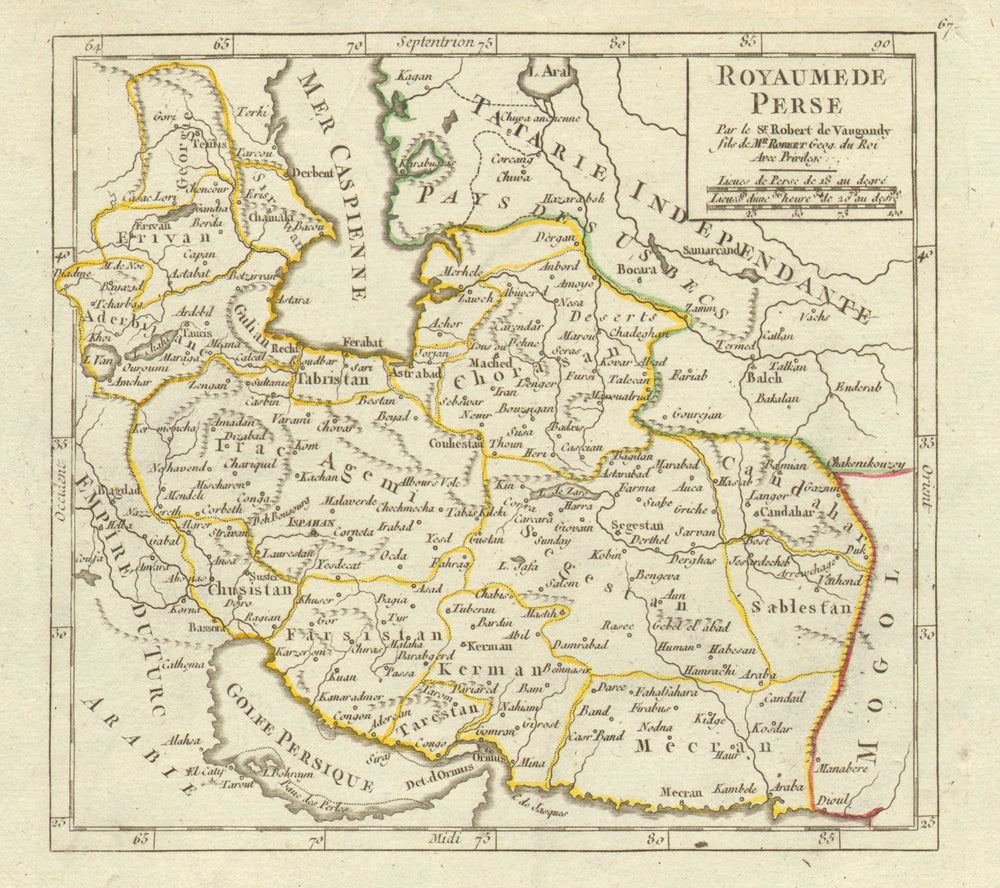 'Royaume de Perse' by Robert de Vaugondy. Iran - Kingdom of Persia 1749 map