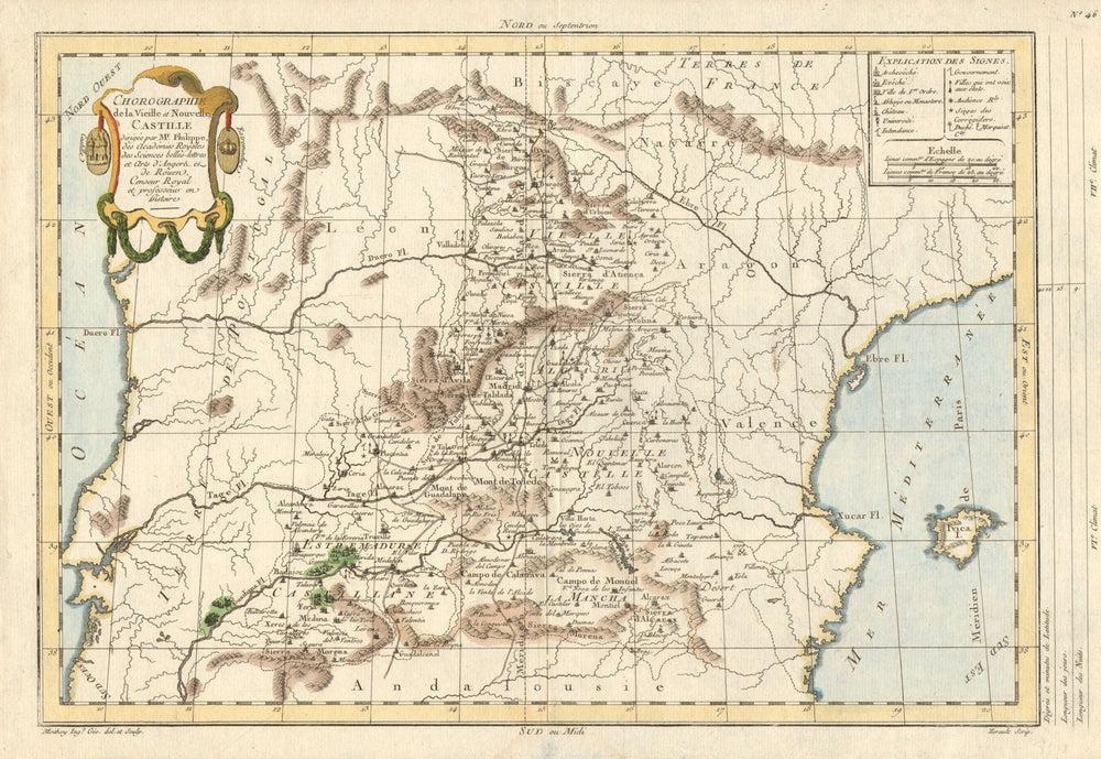'Chorographie de la Vieille et Nouvelle Castille' by Prétot. Castile 1787 map