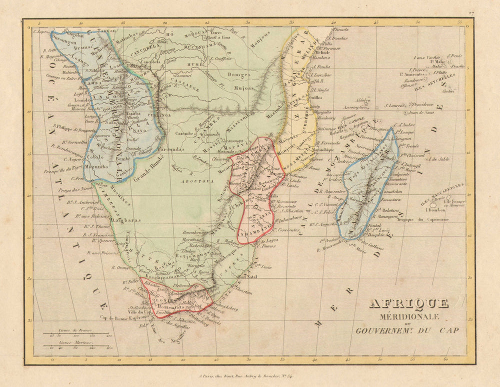 Afrique Meridionale et Gouvernemt du Cap MONIN/FREMIN Southern Africa c1836 map