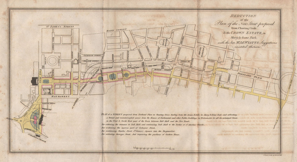 Wyatt's alternative Regent Street 'plan of the New Street proposed…' 1815 map