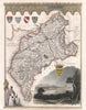 Cumberland antique hand-coloured county map. Railways. MOULE c1840 old