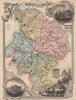 Huntingdonshire antique hand-coloured county map. Hundreds. MOULE c1840