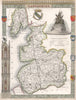 Lancashire antique hand-coloured county map. Railways. MOULE c1840 old