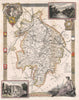 Warwickshire antique hand-coloured county map. Railways. MOULE c1840 old
