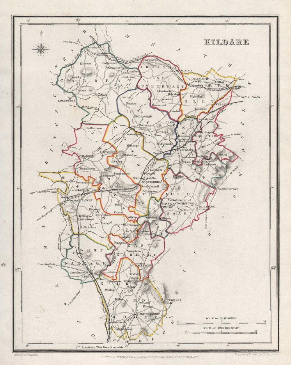 COUNTY KILDARE antique map for LEWIS by CREIGHTON & DOWER. Ireland 1846