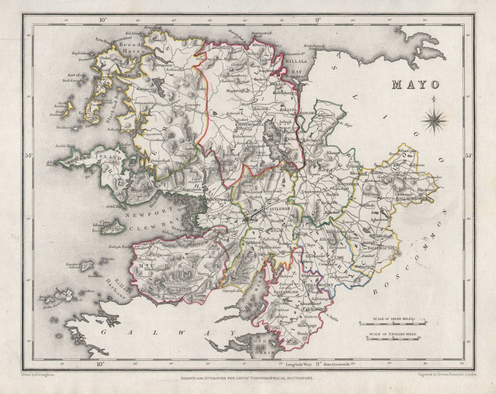COUNTY MAYO antique map for LEWIS by CREIGHTON & DOWER. Ireland 1846 old