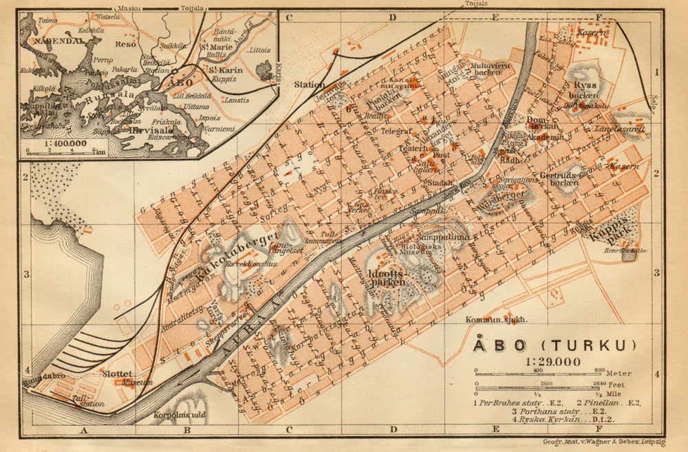 Turku (Åbo/Abo) town/city plan kaupunki kartta suunnitelma. Finland 1912 map