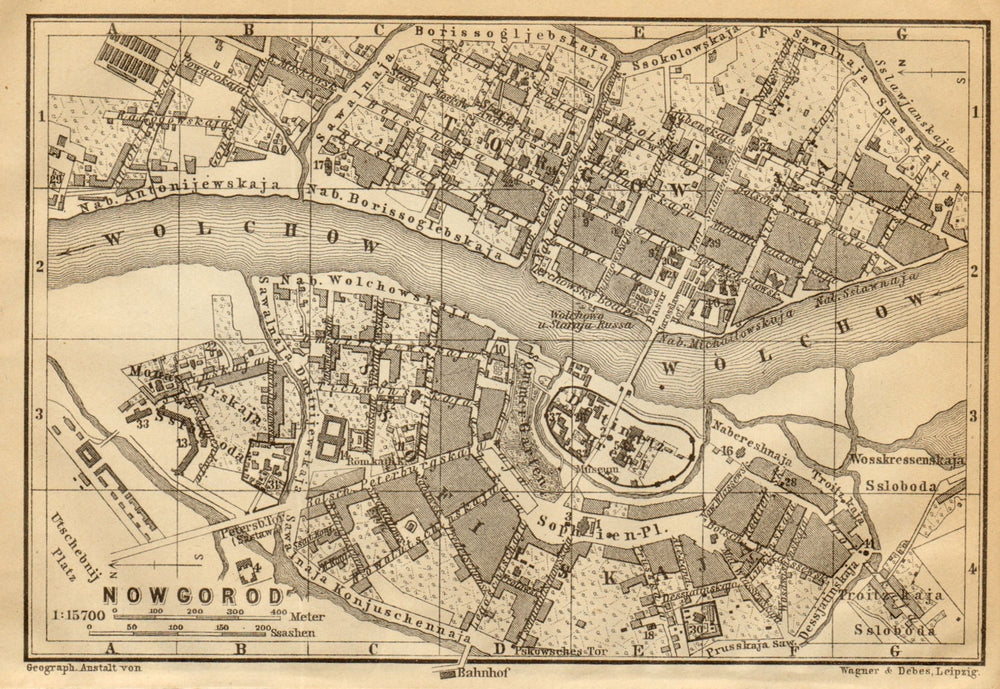 Veliky Novgorod town/city plan. Russia. Nowgorod. BAEDEKER 1912 old map