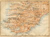 Southwest Crimea / Crimean Mountains. Ukraine. BAEDEKER 1912 old antique map