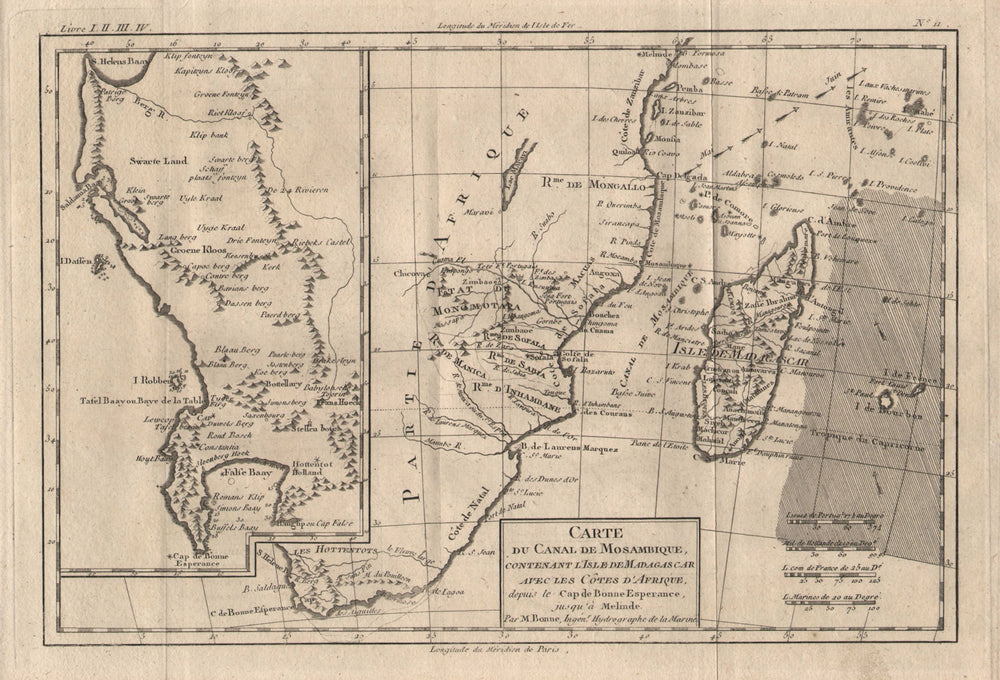 "Carte du Canal de Mosambique…". Madagascar Bonne Esperance. BONNE 1780 map