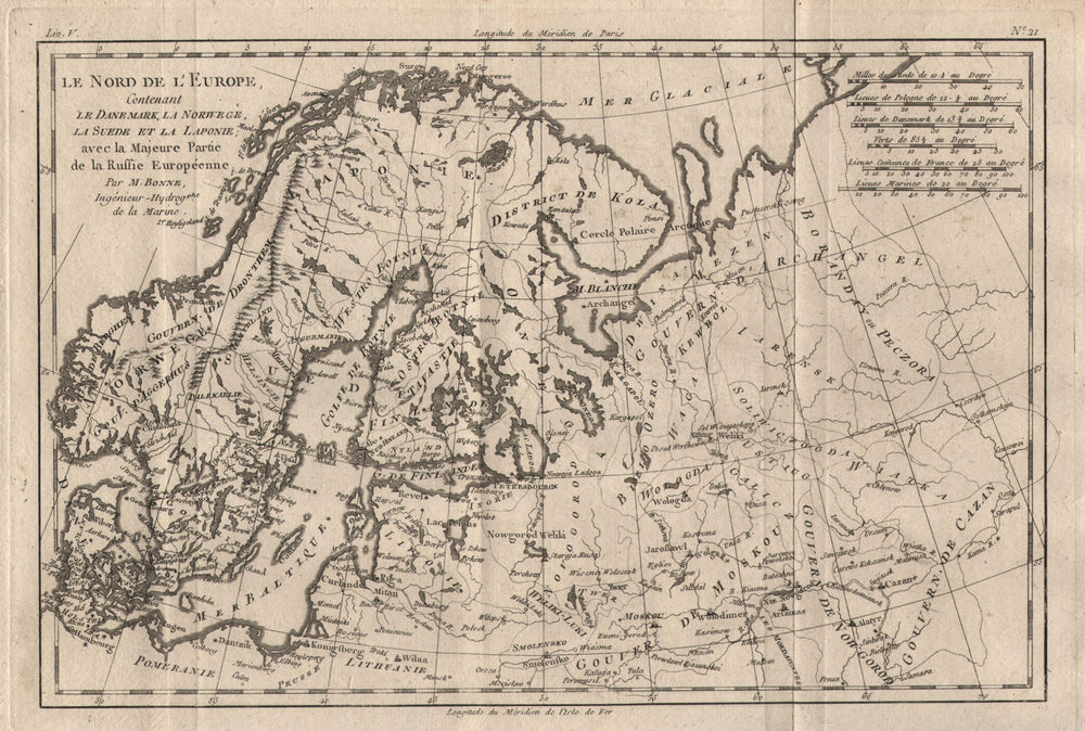 "Le Nord de l'Europe contenant le Danemark…" Scandinavia Russia. BONNE 1780 map