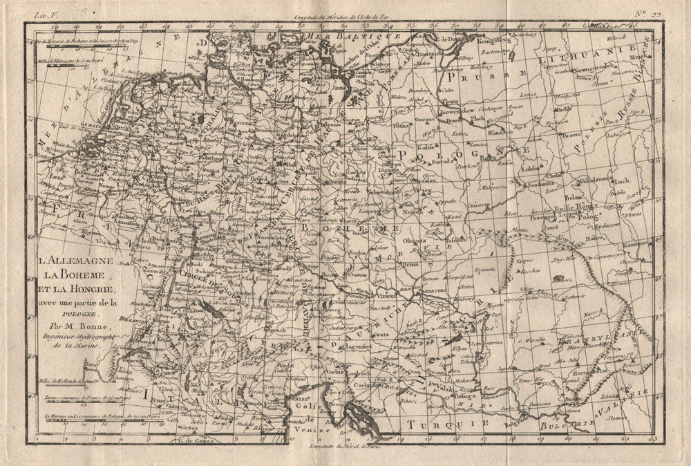 "L'Allemagne, La Boheme, et La Hongrie; avec…partie de Pologne". BONNE 1780 map