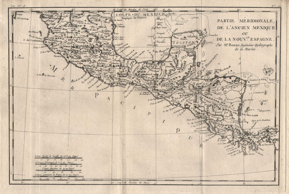 "Partie Meridionale de l'Ancien Mexique…". Central America. BONNE 1780 old map