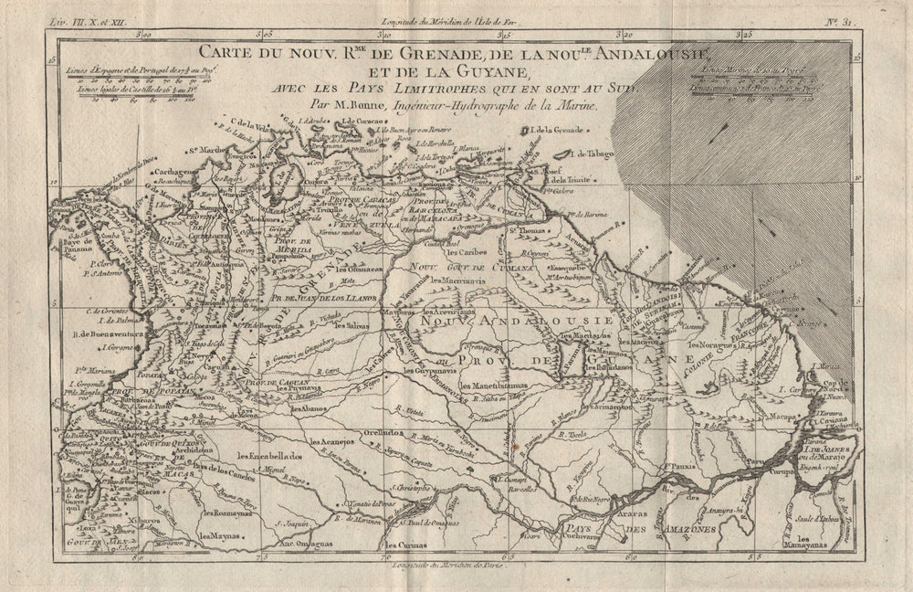 "Carte du Nouveau Royaume de Grenade…" Colombia Venezuela Guyana. BONNE 1780 map