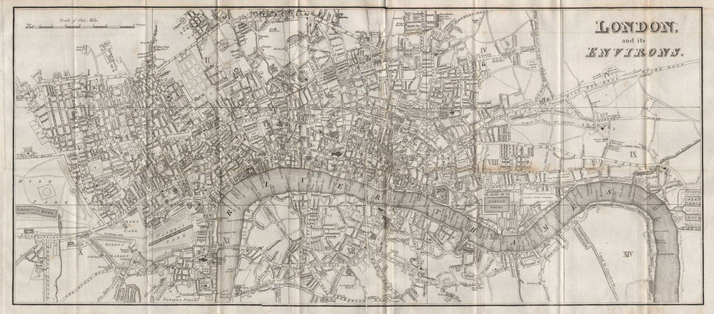 "London & its environs". HUGHSON. Lord's ground in original location 1817 map
