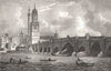London Bridge, London. Antique engraved print 1817 old picture