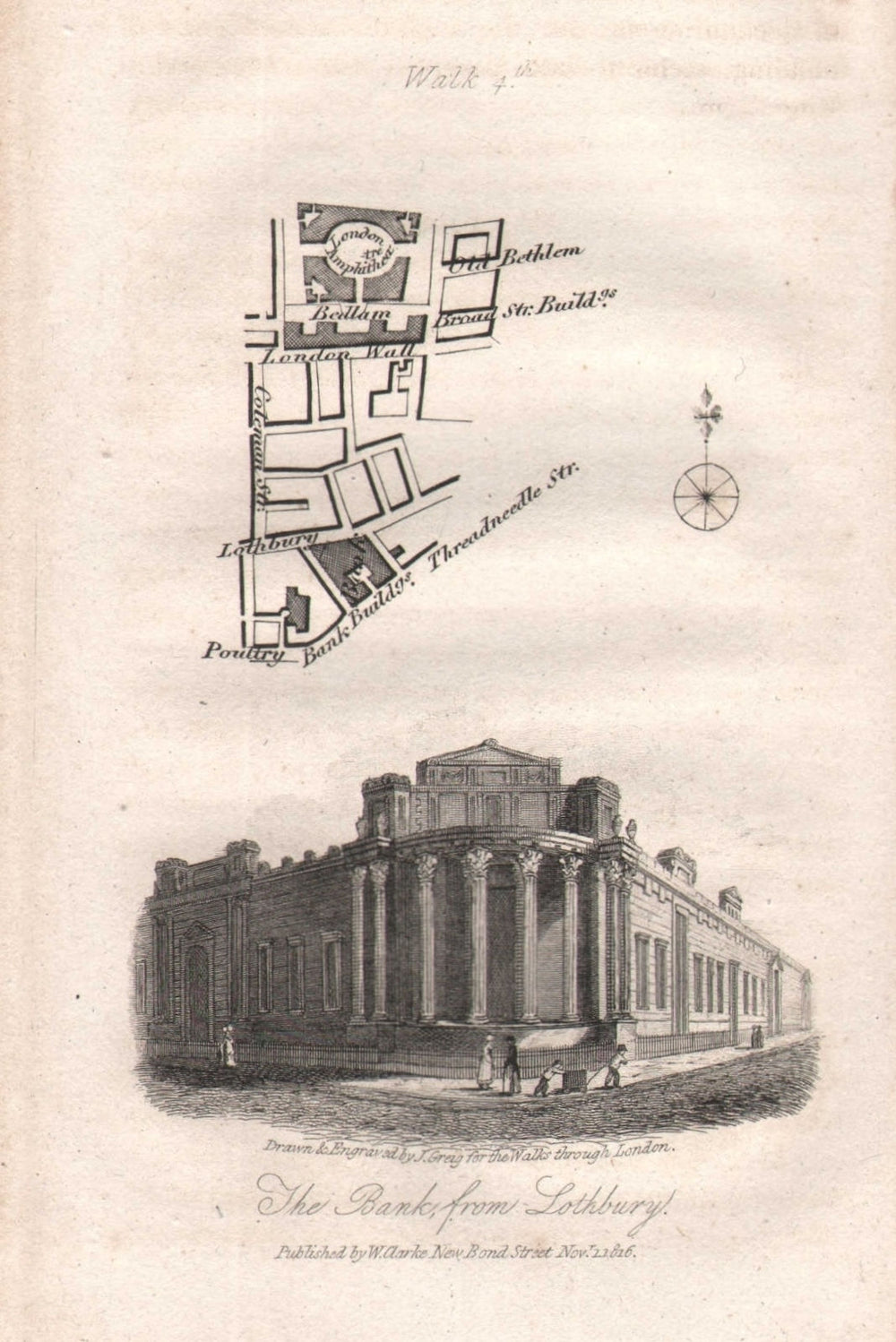 City of London Wall Bank Threadneedle St Finsbury Circus Bedlam EC2R/M 1817 map