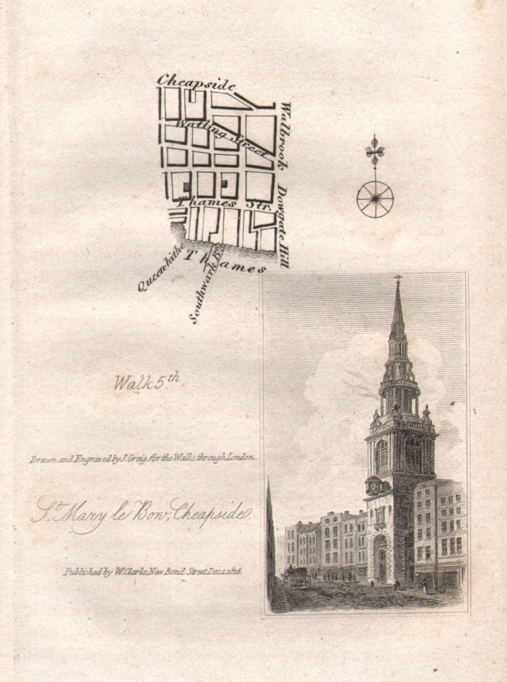 City of London EC4 Walbrook Watling Street St Mary le Bow Cheapside 1817 map