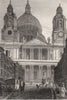 St Paul's Cathedral, London. Antique engraved print 1817 old