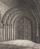 Entrance to the Temple Church, London. Antique engraved print 1817 old