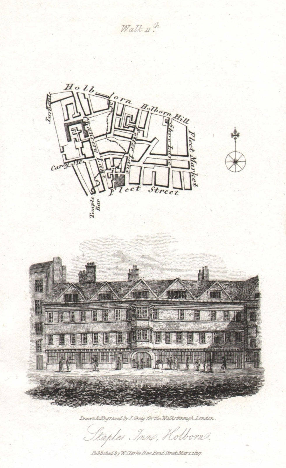 Chancery Lane Fetter Lane Fleet Street Holborn Staple Inn EC4A 1817 old map