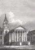 St George's Church, Bloomsbury, London. Antique engraved print 1817 old