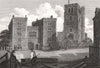 The Archbishop of Canterbury's Palace, Lambeth, London. Antique print 1817