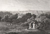 London from Greenwich Park, London. Antique engraved print 1817 old