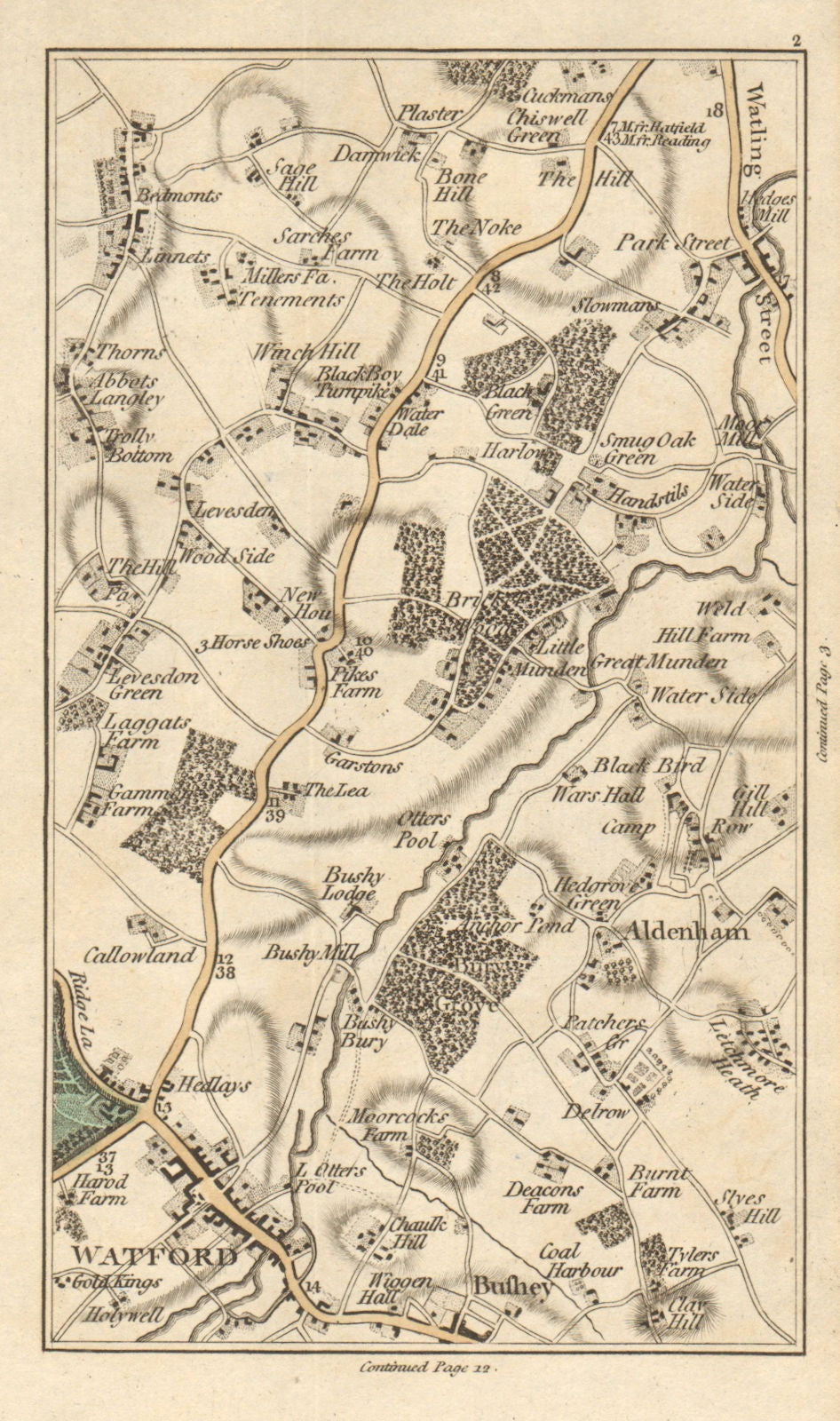WATFORD Aldenham Bricket Wood Chiswell Green Bushey Abbots Langley CARY 1786 map