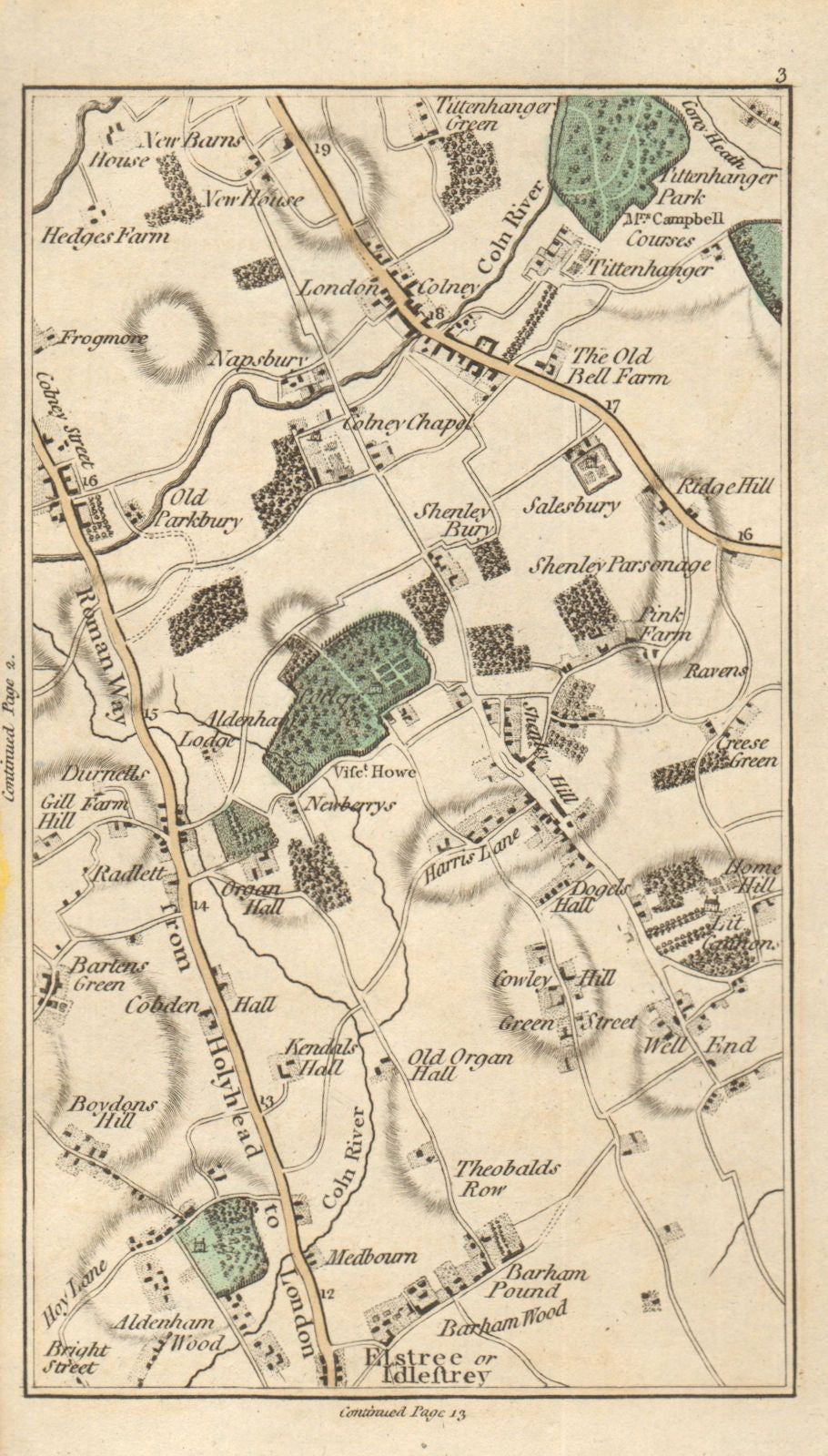 BOREHAMWOOD Elstree London Colney Street St Albans Radlett Shenley CARY 1786 map