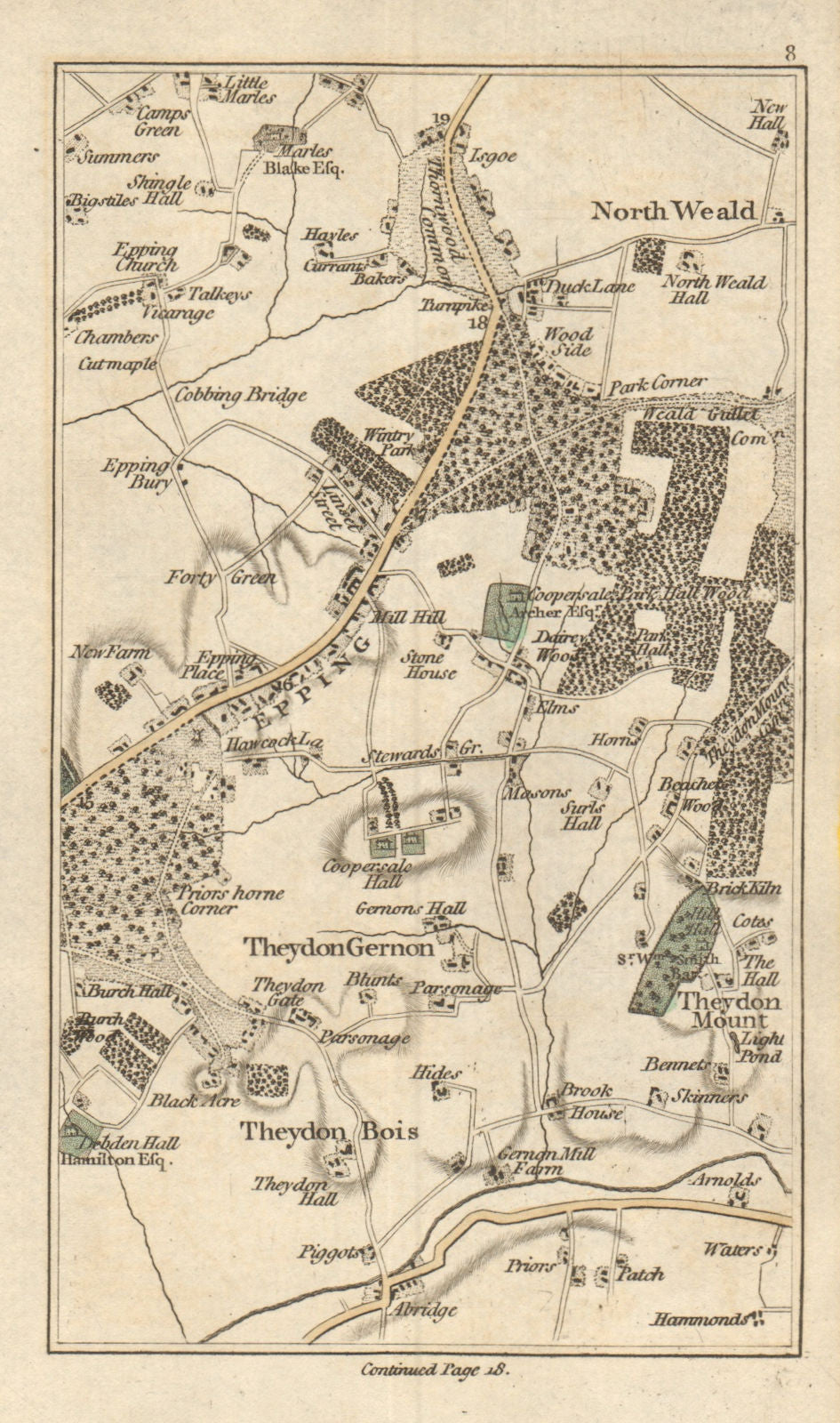 EPPING North Weald Bassett Loughton Theydon Bois Garnon Mount Abridge 1786 map