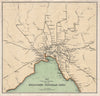 Victorian Railways map of Melbourne Suburban Lines. Australia 1927 old
