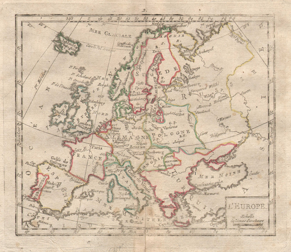 "L'Europe" by BRION DE LA TOUR. Crimean Khanate Poland-Lithuania 1777 old map